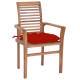 Chaises à dîner avec coussins anthracite teck solide - Couleur des coussins et nombre de chaises au choix Rouge
