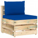 Canapé central sectionnel avec coussins bois imprégné de vert - Couleur des coussins au choix Bleu-royal