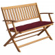 Banc de jardin avec coussin 120 cm bois d'acacia massif - Couleur du coussin au choix Rouge-bordeaux