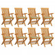 Chaises de jardin avec coussins 8 pcs bois de teck massif - Couleur des coussins au choix motif feuilles