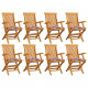 Chaises de jardin avec coussins 8 pcs bois de teck massif - Couleur des coussins au choix Carreaux-rouge