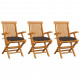 Chaises de jardin avec coussins 3 pcs bois de teck - Couleur des coussins au choix Taupe