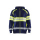 Sweat zippé à capuche haute-visibilité 35521158 - Couleur au choix Marine-Jaune-fluo