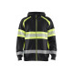 Sweat zippé à capuche haute-visibilité 35521158 - Couleur au choix Noir-jaune fluo