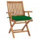 Chaises pliables de jardin avec coussins teck solide - Couleur des coussins et nombre de chaises au choix Vert