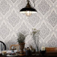 Papier peint medallion beige et argenté 