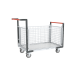Chariot modulaire grillagé 2 dossiers + 2 ridelles, plateau bois 1000 x 600 mm, 250 kg 