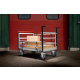 Chariot modulaire tube 2 dossiers + 2 ridelles, plateau bois 1200 x 800 mm, roues rectangle 500 kg 