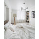 Lampe pied triangulaire scandinave abat-jour blanc 