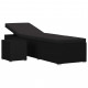 Chaise longue avec coussin et table à thé résine tressée - Couleur au choix Noir