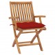 Chaises pliables de jardin avec coussins teck solide - Couleur des coussins et nombre de chaises au choix Rouge