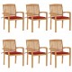 Chaises de jardin avec coussins teck massif - Couleur des coussins et nombre de chaises au choix Rouge