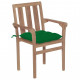 Chaises de jardin bois de teck avec coussins - Couleur des coussins et nombre de chaises au choix Vert