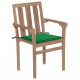 Chaises de jardin bois de teck avec coussins - Couleur des coussins et nombre de chaises au choix Vert