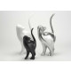 Statuette chat argent en résine taille 2 