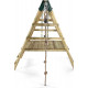Portique en bois avec toboggan  et agrès 