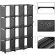 Cube de rangement bibliothèque à 12 casiers placard modulable - 105 x 30 x 140 cm maillet en caoutchouc fourni noir 
