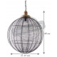 Suspension ronde en métal cuivré et bois 