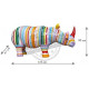 Rhinocéros design zébré de couleur en résine 