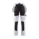 Pantalon peintre +stretch femme - 79101000 - Blanc/Noir 