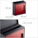 Boîte aux lettres murale moderne en acier bicolore design 35 cm - Couleur au choix Noir-Rouge