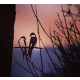 Oiseaux sur pique couple d'hirondelles en acier corten 
