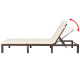 Transat chaise longue bain de soleil lit de jardin terrasse meuble d'extérieur avec coussin résine tressée marron helloshop26 02_0012514 