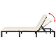 Transat chaise longue bain de soleil lit de jardin terrasse meuble d'extérieur avec coussin résine tressée noir helloshop26 02_0012525 