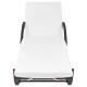 Transat chaise longue bain de soleil lit de jardin terrasse meuble d'extérieur avec coussin résine tressée marron helloshop26 02_0012512 