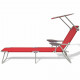 Vidaxl chaise longue de jardin avec baldaquin acier rouge 58x189x27 cm 