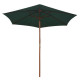 Parasol avec poteau en bois 270 x cm vert 