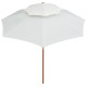 Parasol mobilier de jardin terrasse 270 x 270 cm poteau en bois blanc crème helloshop26 02_0008413 