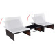Lot de 2 transats chaise longue bain de soleil lit de jardin terrasse meuble d'extérieur avec table résine tressée marron helloshop26 02_0012130 