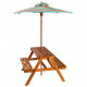 Table à pique-nique et parasol enfants 79x90x60cm acacia solide 