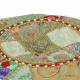 Pouf rond en coton fait à la main 40 x 20 cm vert 