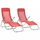 Vidaxl chaises longues pliables 2 pcs textilène - couleur au choix Rouge