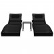 Vidaxl chaises longues 2 pcs et table résine tressée et textilène noir 