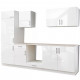 Vidaxl armoire de cuisine et frigo encastré 7 pcs blanc brillant 270cm 