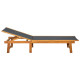 Transat chaise longue bain de soleil lit de jardin terrasse meuble d'extérieur avec table bois d'acacia solide et textilène helloshop26 02_0012604 
