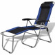 Vidaxl chaise inclinable de camping 2 pcs bleu et noir 