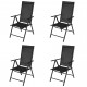 Chaises d'extérieur 4 pcs 54x73x107 cm aluminium noir 