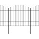 Clôture de jardin à dessus en lance acier (1,5-1,75)x10,2m noir 