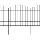 Clôture de jardin à dessus en lance acier (1,5-1,75)x13,6m noir 
