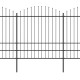 Clôture de jardin à dessus en lance acier (1,75-2)x10,2 m noir 