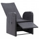 Chaise inclinable de jardin et coussin résine tressée noir 