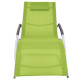 Transat chaise longue bain de soleil lit de jardin terrasse avec oreiller aluminium et textilène - Couleur au choix Vert