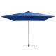 Parasol mobilier de jardin déporté avec led et mât en acier 250 x 250 cm bleu azuré helloshop26 02_0008446 