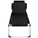 Transat chaise longue bain de soleil lit de jardin terrasse meuble d'extérieur pliable extra haute pour seniors aluminium noir helloshop26 02_0012873 