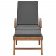 Chaise longue avec coussin bois de teck solide gris foncé 