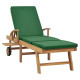 Transat chaise longue bain de soleil lit de jardin terrasse meuble d'extérieur avec coussin bois de teck solide vert helloshop26 02_0012432 